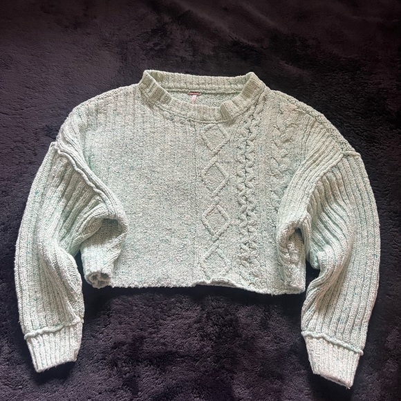 Free People Sweaters - Free People Light Green Cable Knit Sweater